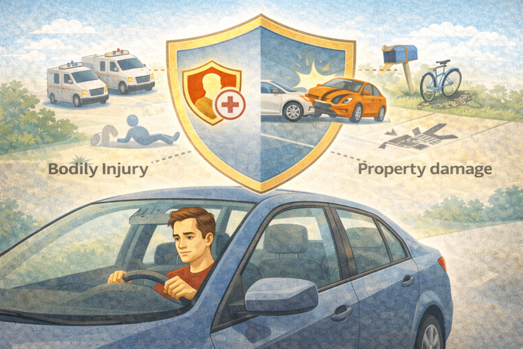 Illustration explaining what non-owner car insurance covers including liability protection while driving borrowed cars